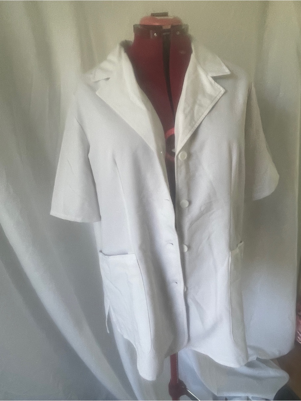 Classic White Short-Sleeve Button Front Lab Coat
